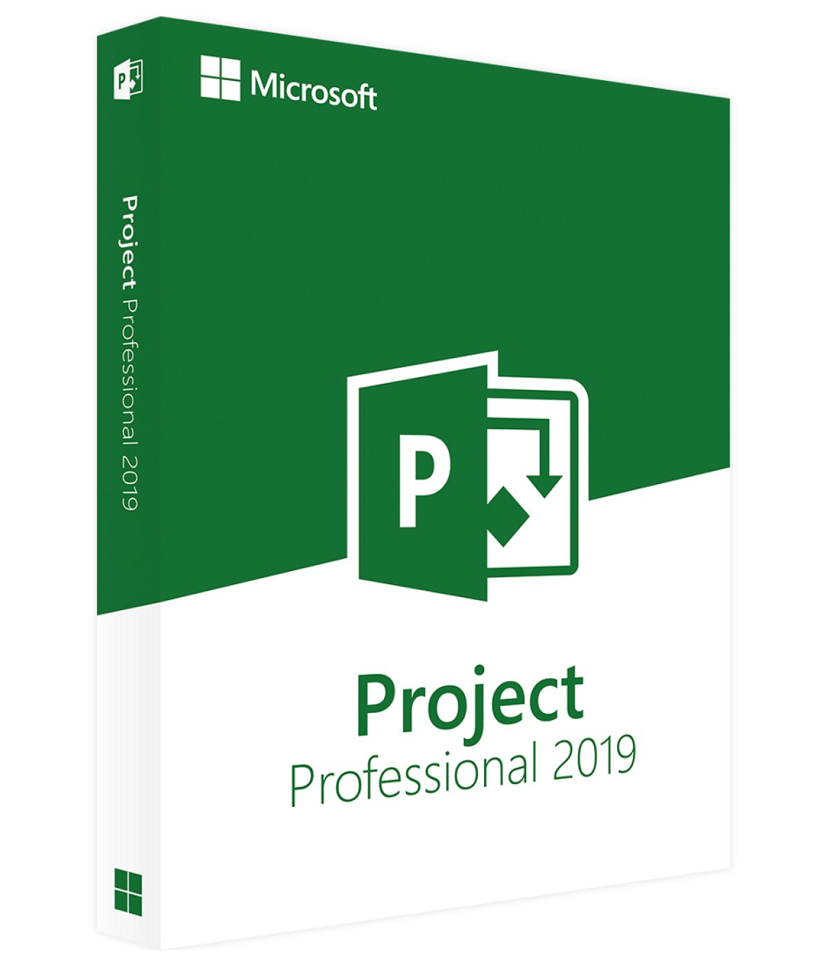 Image of a Microsoft Project 2019 Professional license key card, showcasing the recognizable Microsoft Project logo and a visible alphanumeric product key essential for software activation