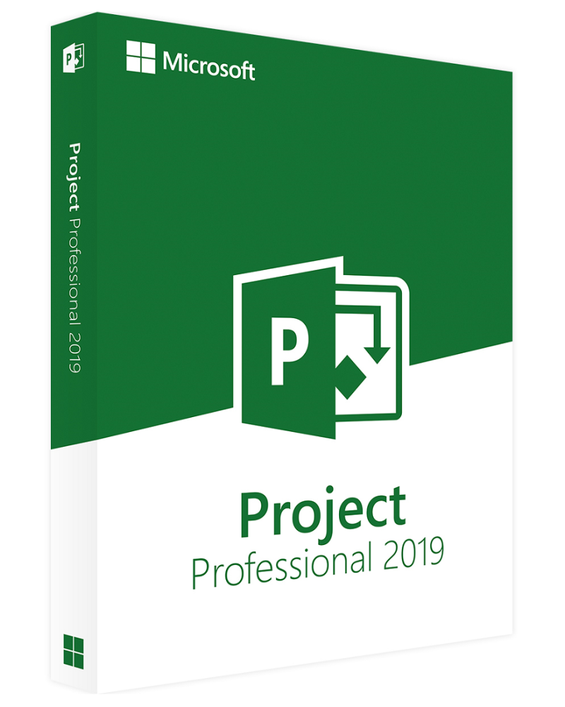 Image of a Microsoft Project 2019 Professional license key card, showcasing the recognizable Microsoft Project logo and a visible alphanumeric product key essential for software activation