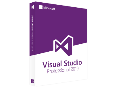 Image displaying a Microsoft Visual Studio 2019 Professional license key card, featuring the distinct Visual Studio logo alongside a clearly visible alphanumeric key required for software activation